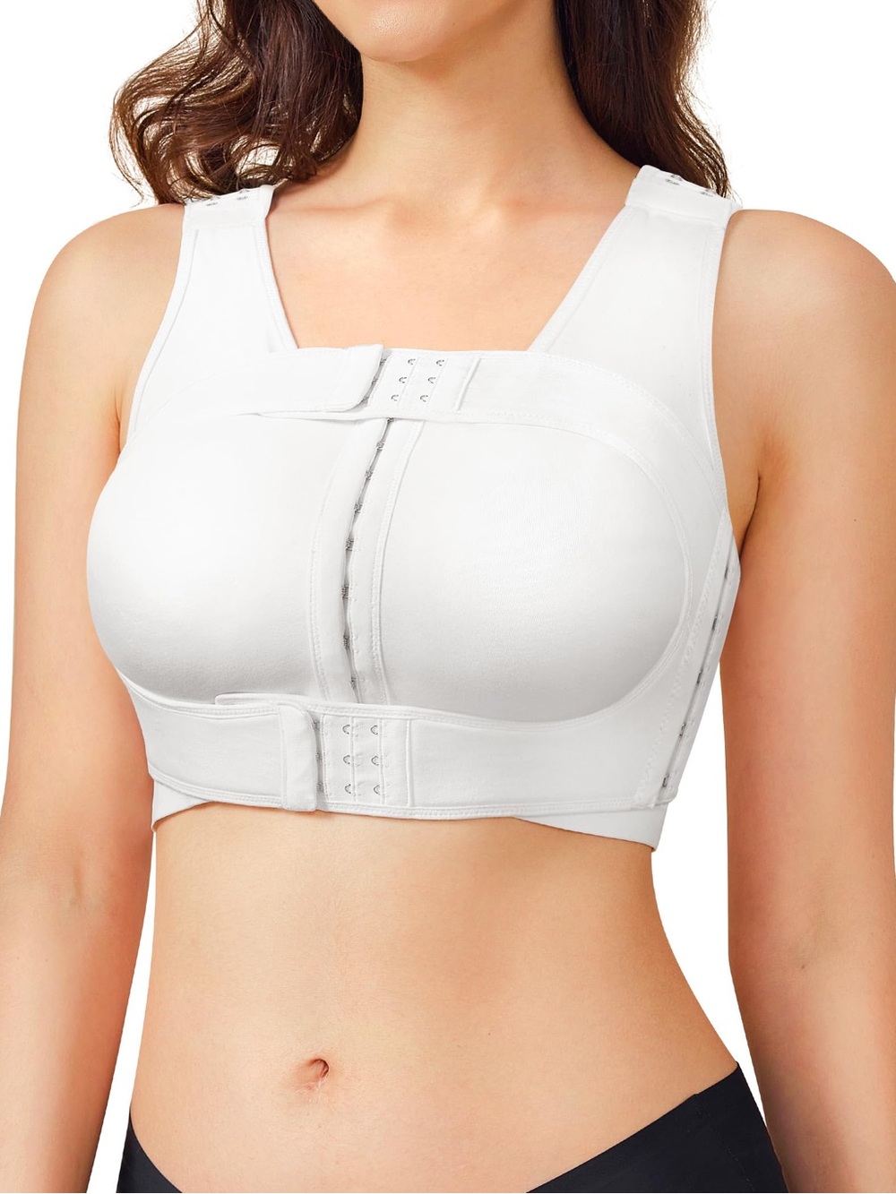 BRABIC Front Close Post Surgical Compression Bra Women’s Size S White Support